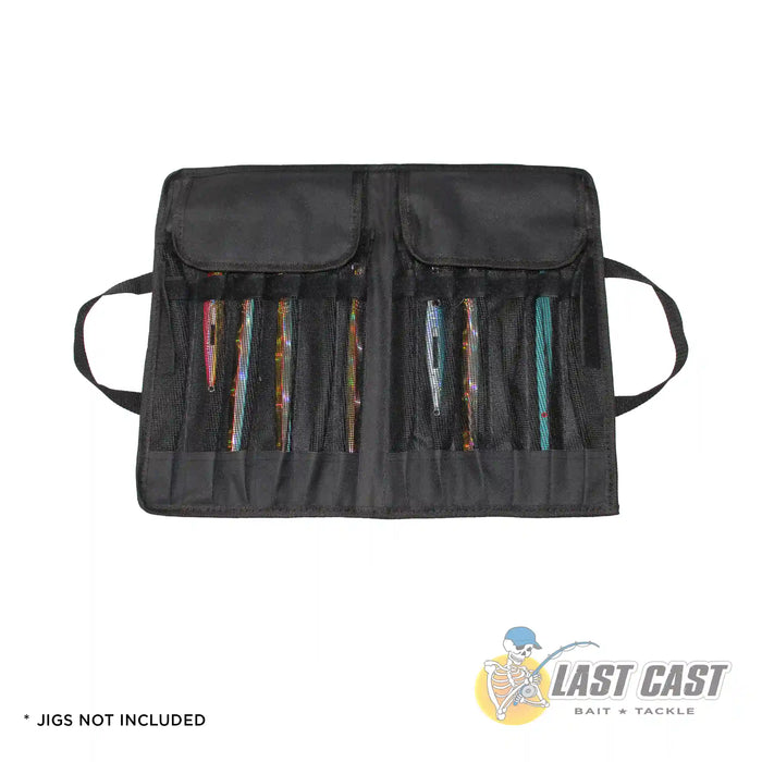 Jiggle Lure Jig Bag With 12 Pockets Open with Jigs