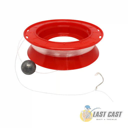 Last Cast Rigged Hand Caster Reel 6 inches with Sinker and Hook unwrapped