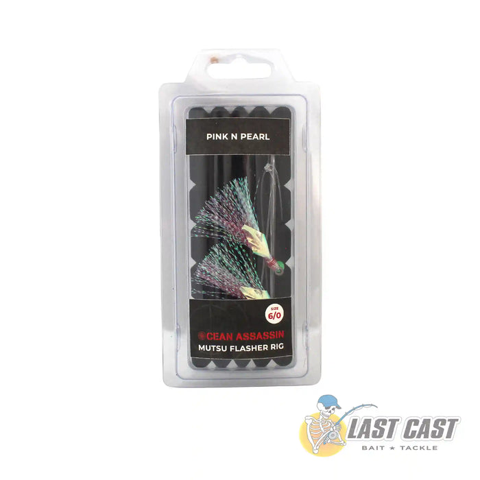 Ocean Assassin 2-Hook Mutsu Flasher Rig 6/0 Pink n Pearl in Packaging