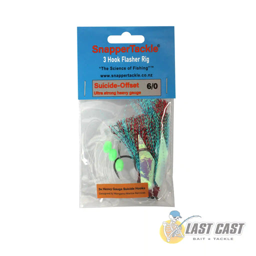 Snapper Tackle 3 Hook Flasher Rig in Packaging - Blue Red