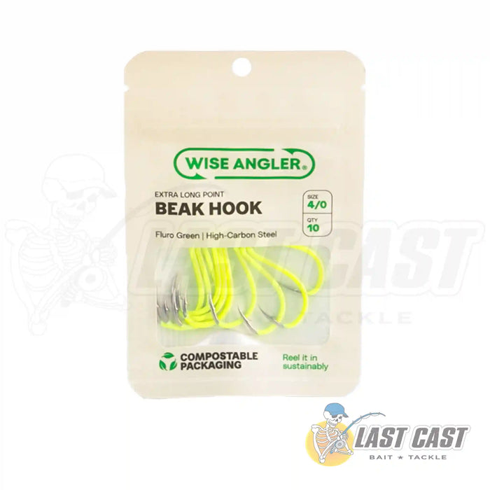 WISE ANGLER - BEAK HOOK WITH EXTRA LONG POINT IN FLUORESCENT GREEN