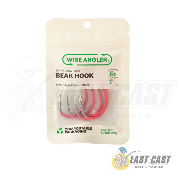 Wise Angler Beak Hook Extra Long Point in Pink in Recyclable Packaging Size 8_0