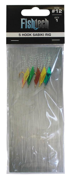 FISHTECH - 5 HOOK SABIKI RIG - SIZE #12 (1 per pack)