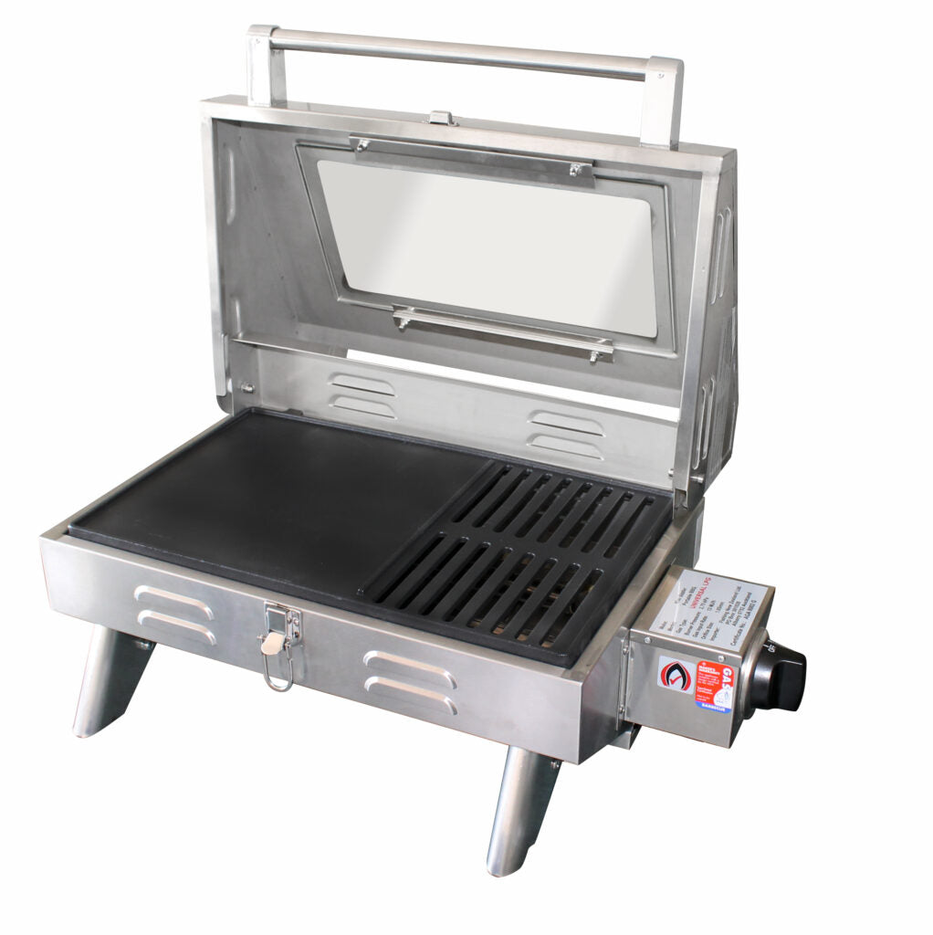 KIWI SIZZLER PORTABLE GAS BBQ WITH WINDOW — Last Cast Bait and Tackle